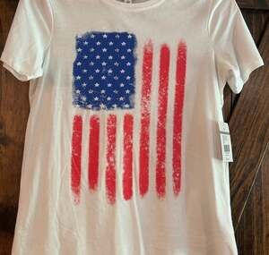Liberty Park American Flag Graphic Short Sleeve T-Shirt Bright White